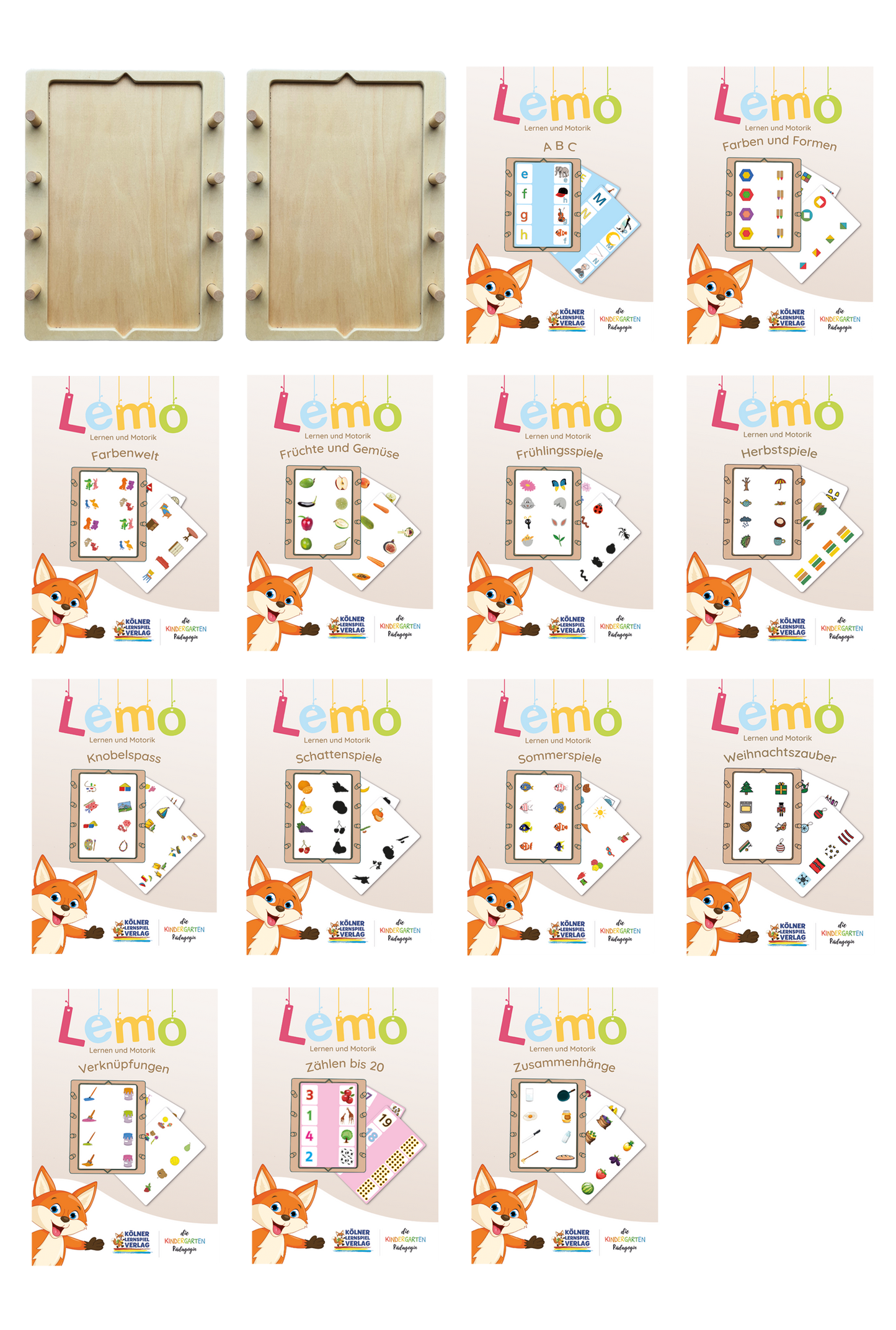 2 Ahşap Çerçeve ve 13 Set Karttan Oluşan Büyük Lemo Seti