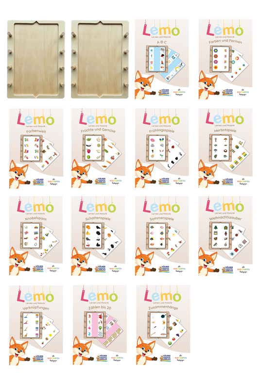 2 Ahşap Çerçeve ve 13 Set Karttan Oluşan Büyük Lemo Seti