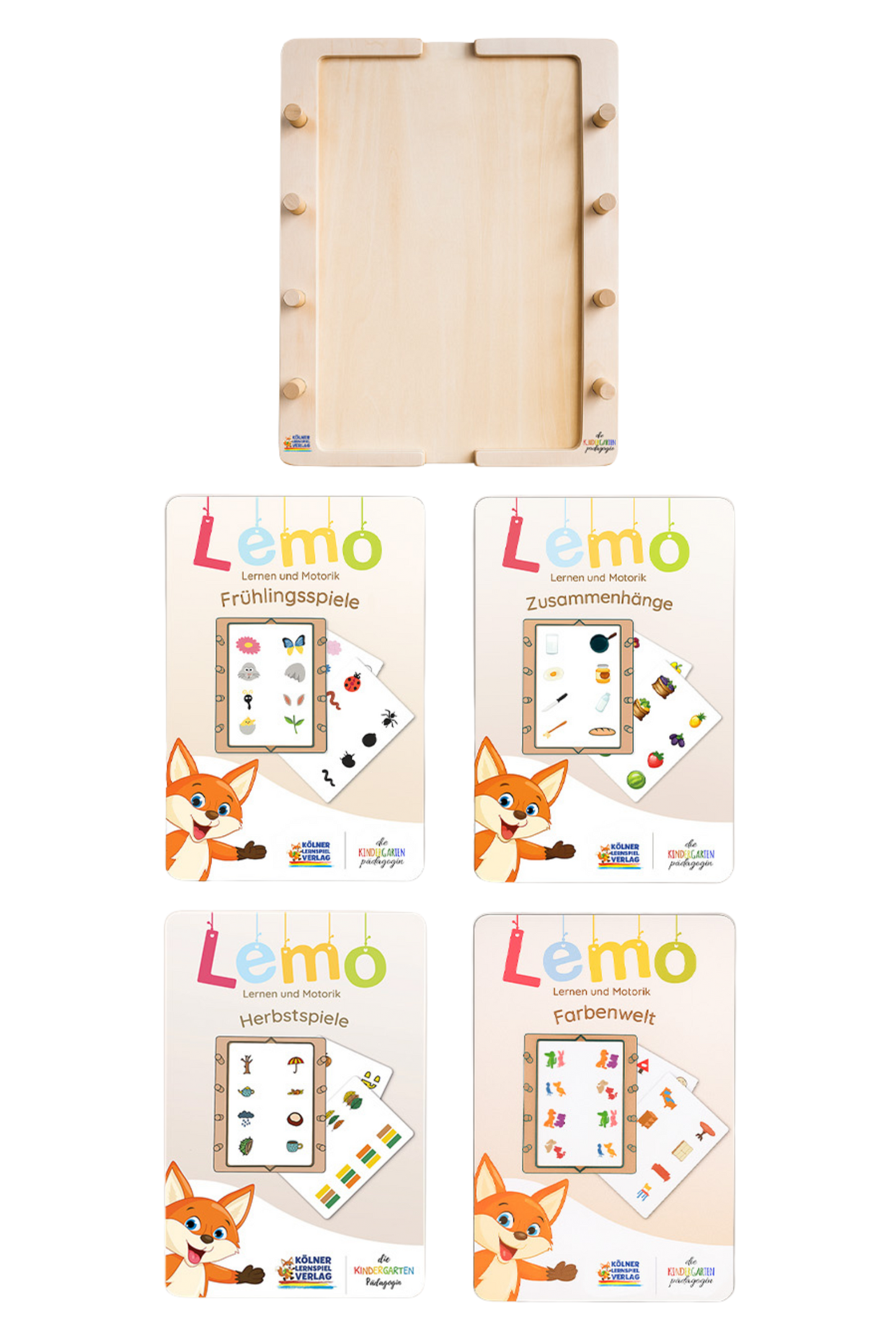 4 Yaş ve üzeri için Lemo Başlangıç Seti: Ahşap Çerçeve + 4 Kart Seti